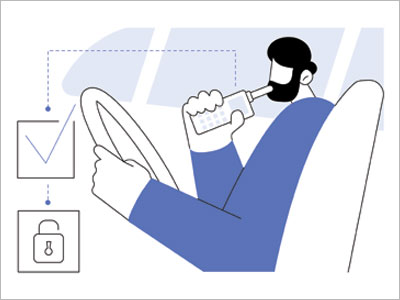 Illustration of a driver using an ignition interlock device | New Jersey's 2024 Voluntary IID Law